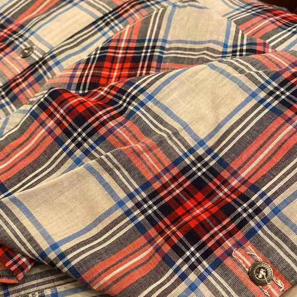 NWT Zara Red and Blue Plaid Hi Low Button Top Shirt - Picture 10 of 11